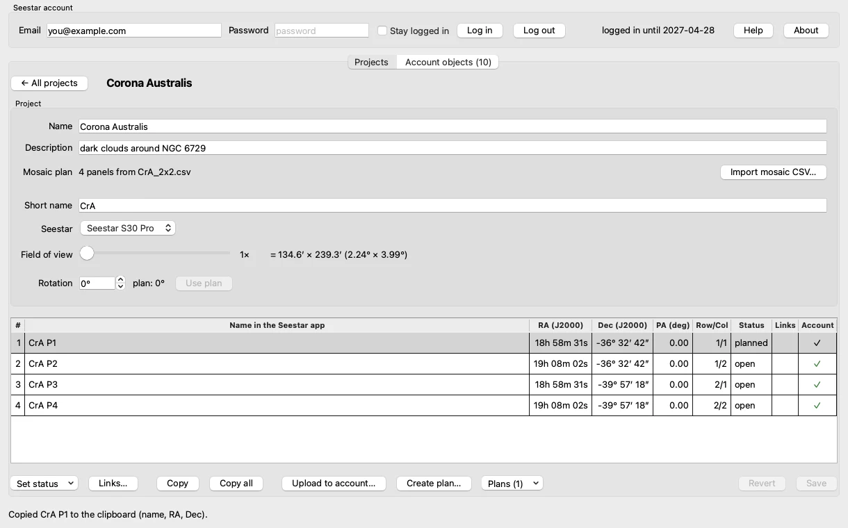 The project editor